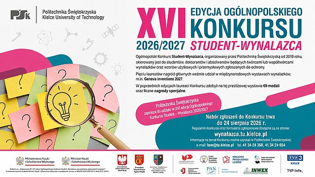 Plakat konkursu Student-Wynalazca 2026/2027.